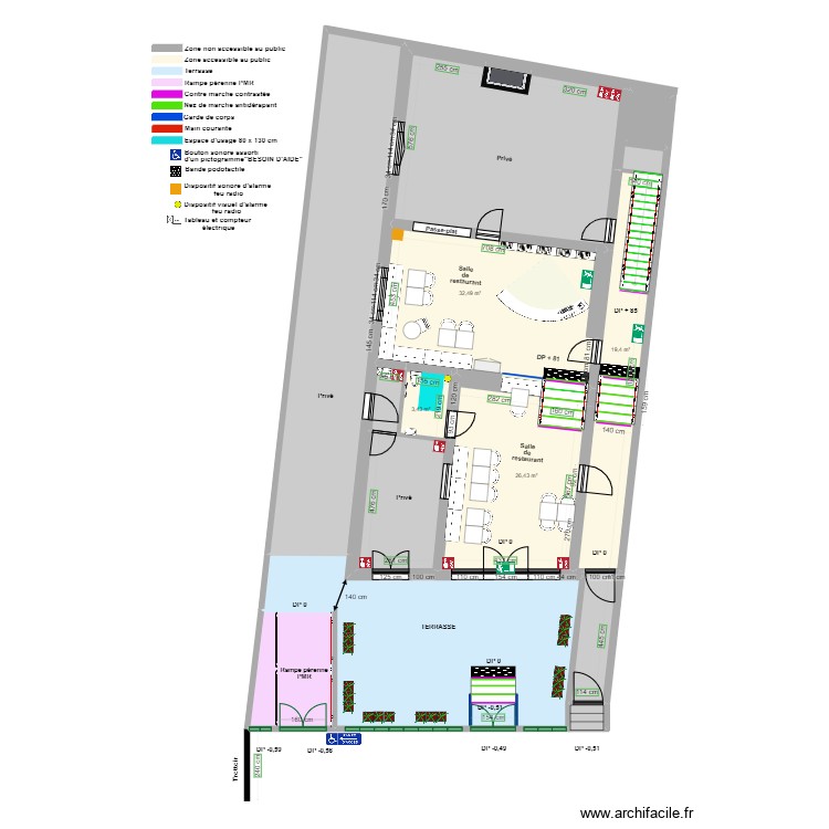RESTAURANT LE TRIANON RDC apr&egrave;s travaux. Plan de 0 pièce et 0 m2
