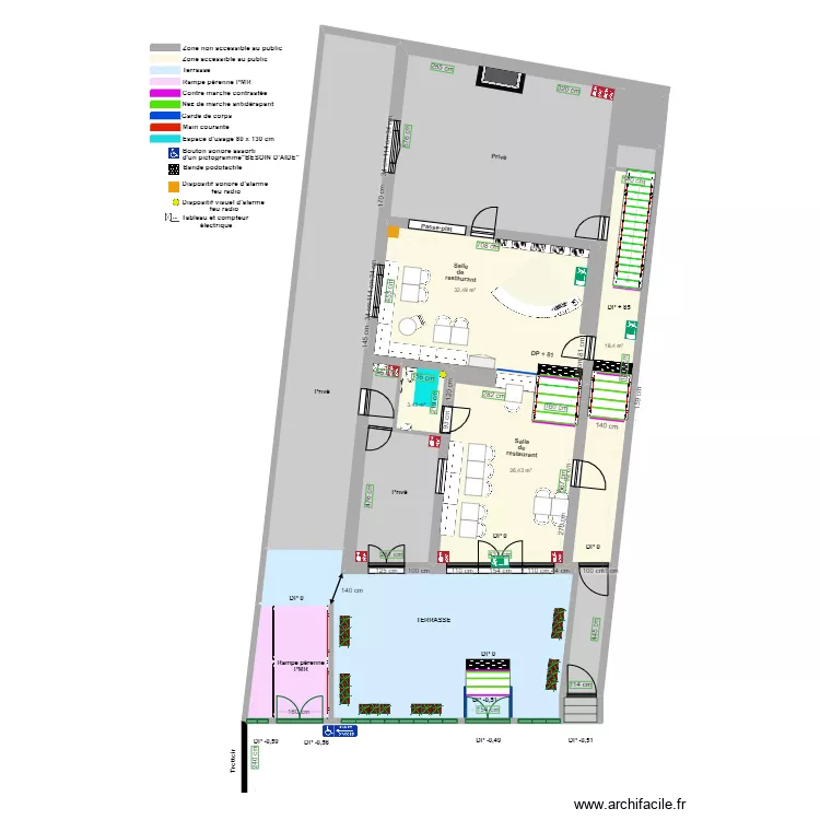 RESTAURANT LE TRIANON RDC apr&egrave;s travaux. Plan de 