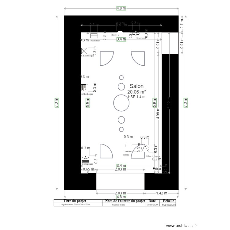 Agencement salon plan 06112020. Plan de 0 pièce et 0 m2