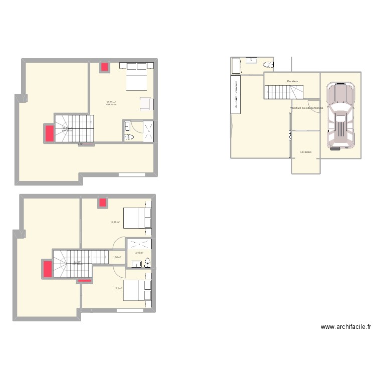 Ganbara 2105. Plan de 22 pièces et 187 m2