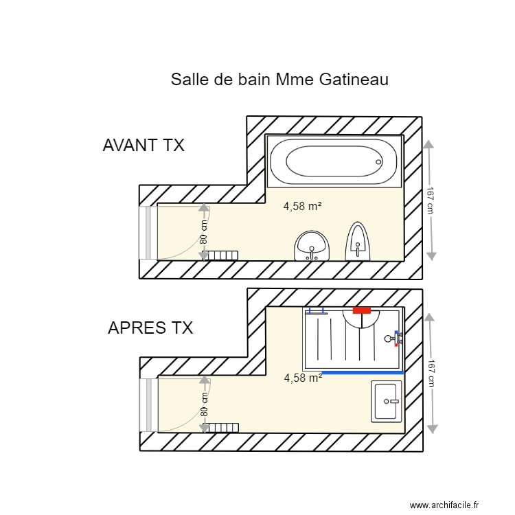 GATINEAU SDB. Plan de 2 pièces et 9 m2