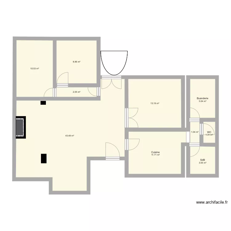 maison verneuil v3. Plan de 