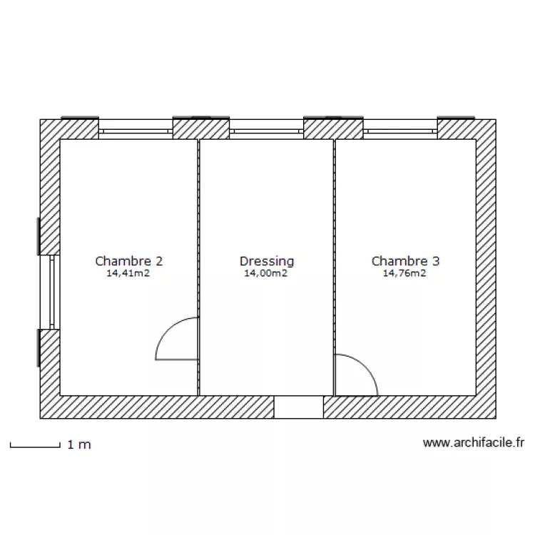 2 Chambres Dressing. Plan de 
