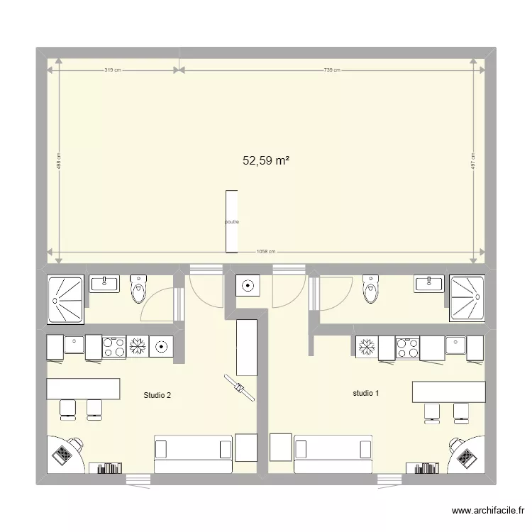 Vestiaiare-Buanderie-2 studios étage. Plan de Vestiaiare-Buanderie-2 studios étage. Plan de