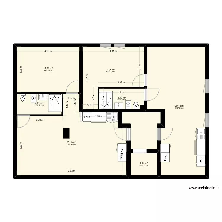 combles projet&eacute;. Plan de 8 Pièces et 102 m²