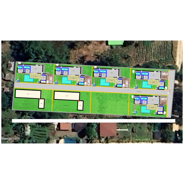 Implant Villa V2. Plan de 73 pièces et 5243 m2