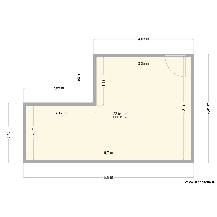 funé. Plan de 1 pièce et 23 m2