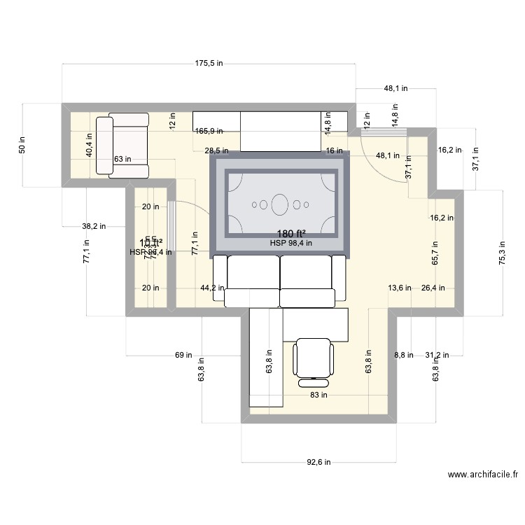 Hartford - 3rd Floor- Phil's Office. Plan de 2 pièces et 18 m2