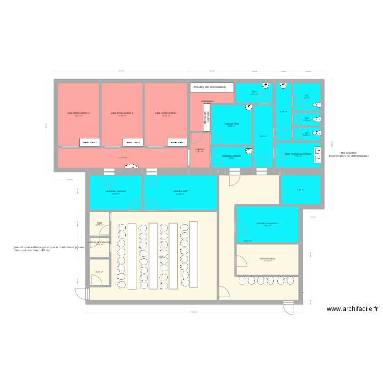 tatt. Plan de 25 pièces et 259 m2