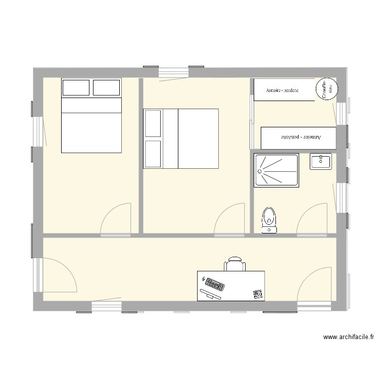 ETAGE  OCTOBRE 5 . Plan de 2 pièces et 89 m2