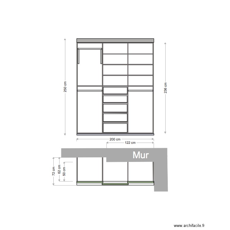 dressing chambre 1 v1b. Plan de 0 pièce et 0 m2