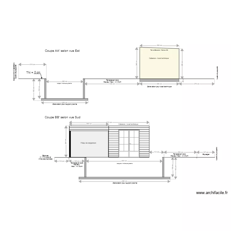 Plan coupe piscine. Plan de 