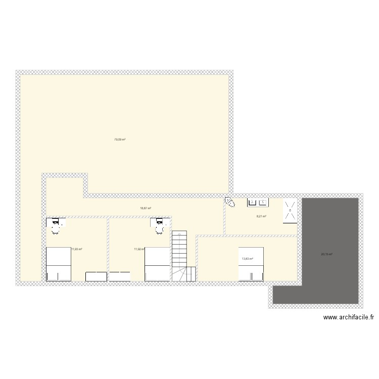 Plan Maison étage. Plan de 7 pièces et 164 m2