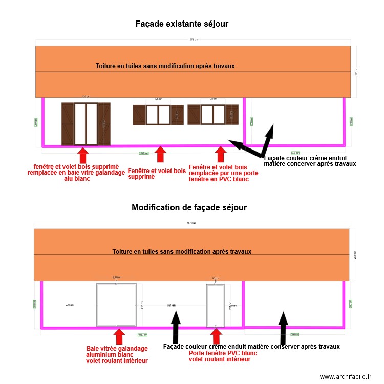 facade séjour. Plan de 0 pièce et 0 m2