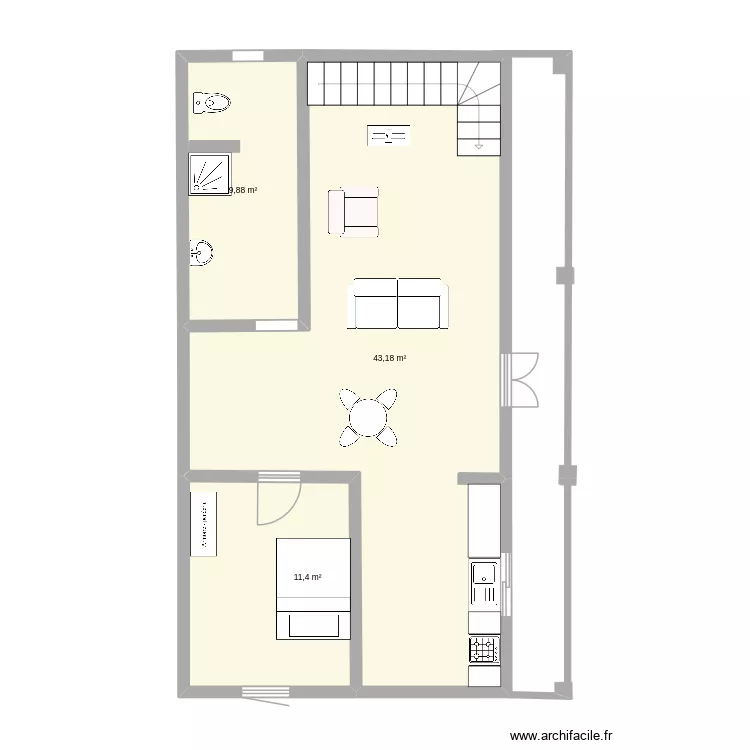 Plan Brut. Plan de 3  et 64 m²