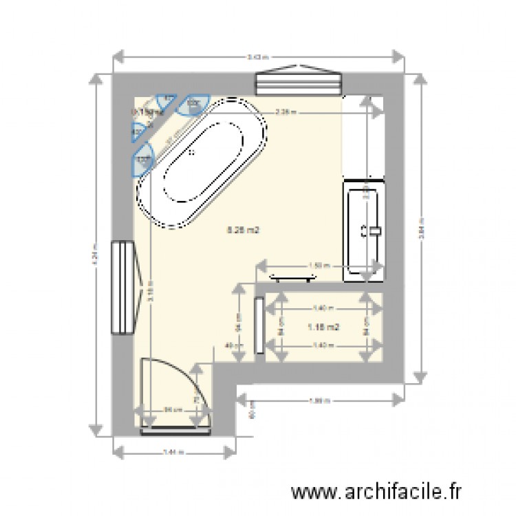 salle de bain Wirth. Plan de 0 pièce et 0 m2