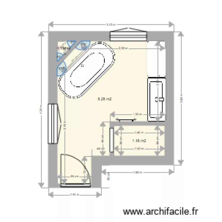 salle de bain Wirth. Plan de 