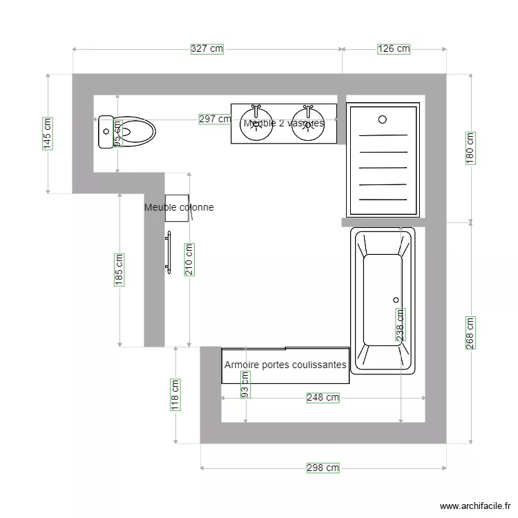 salle de bain. Plan de 