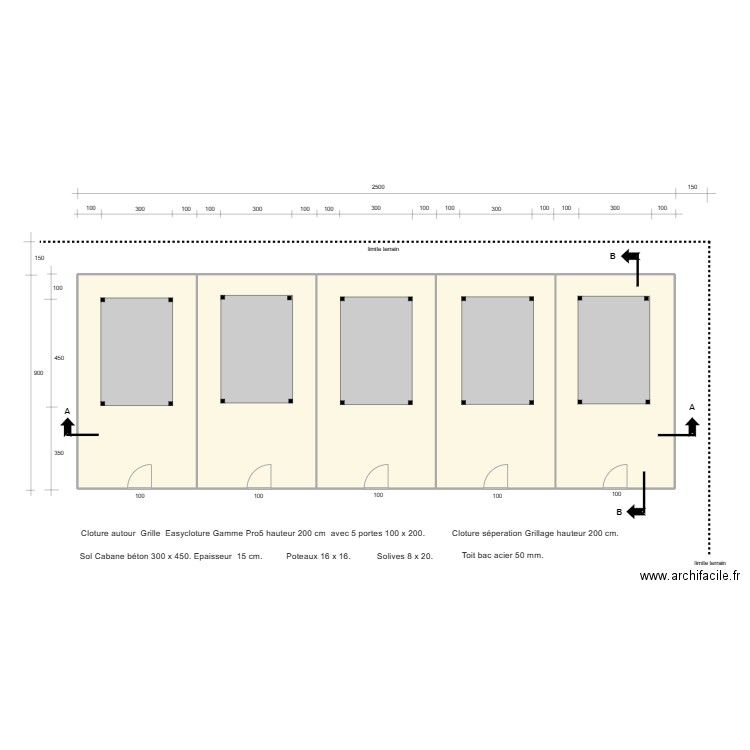 busset. Plan de 5 pièces et 223 m2