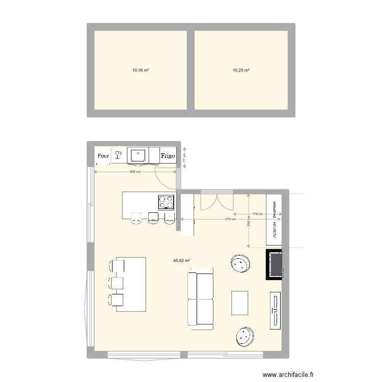 cuisine sallanches. Plan de 3 pièces et 66 m2