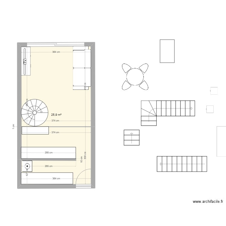 atelier appt n°2 - version 2. Plan de 1 pièce et 26 m2