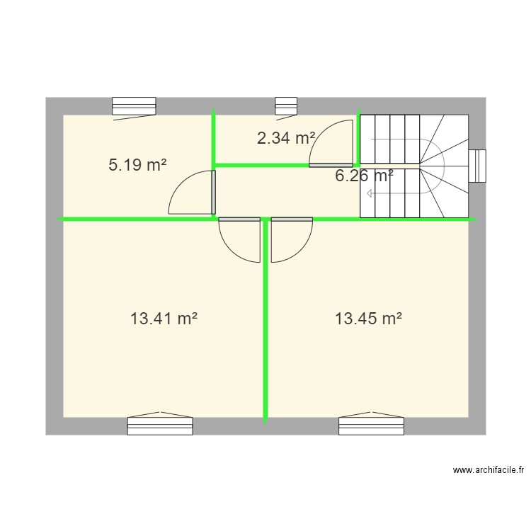ROULAND / MAUCHOSSE ETAGE. Plan de 5 pièces et 41 m2