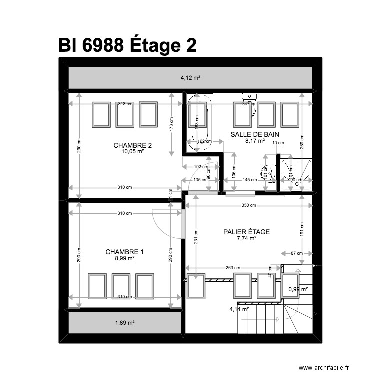 BI 6988. Plan de 19 pièces et 186 m2