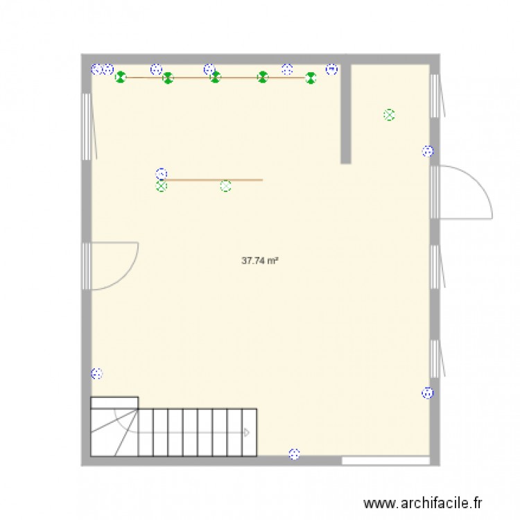 salon cuisine. Plan de 0 pièce et 0 m2