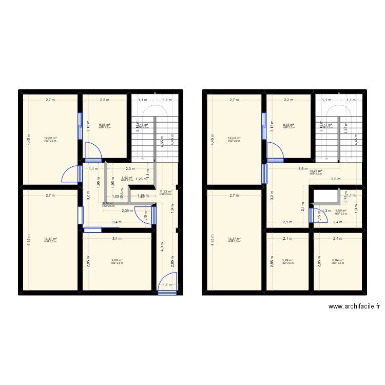 3AZI. Plan de 17 pièces et 133 m2