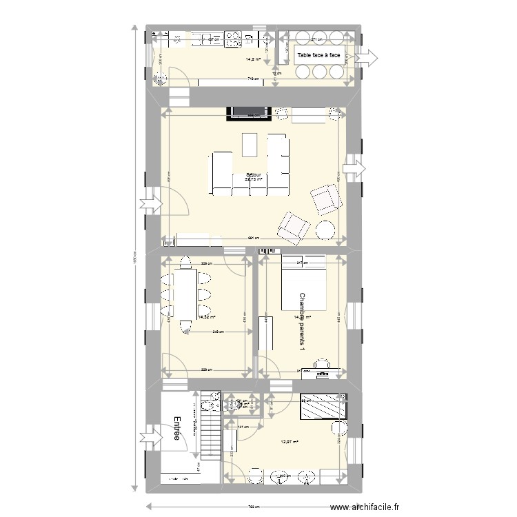 Petit Rezole RDC  Version 3. Plan de 6 pièces et 89 m2