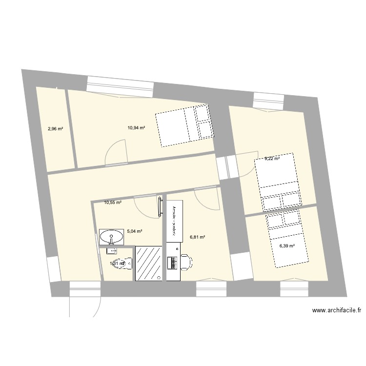 plan plateau janv 2022. Plan de 8 pièces et 53 m2