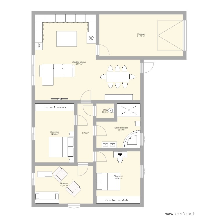 MAISON 1. Plan de 8 pièces et 125 m2