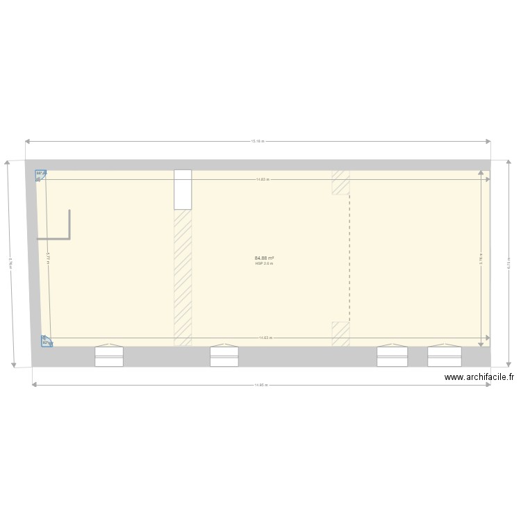 PJ 211. Plan de 2 pièces et 169 m2