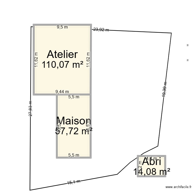 Plan pour EDF. Plan de 3 pièces et 182 m2