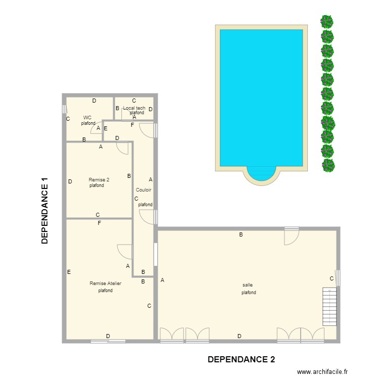 remigner dependances rdc. Plan de 6 pièces et 189 m2