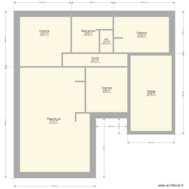 atelier quartz. Plan de 8 pièces et 98 m2