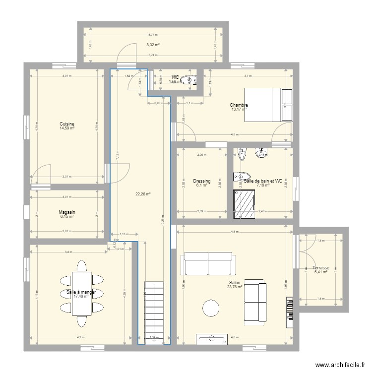Ma maison yaoundé 4. Plan de 11 pièces et 126 m2