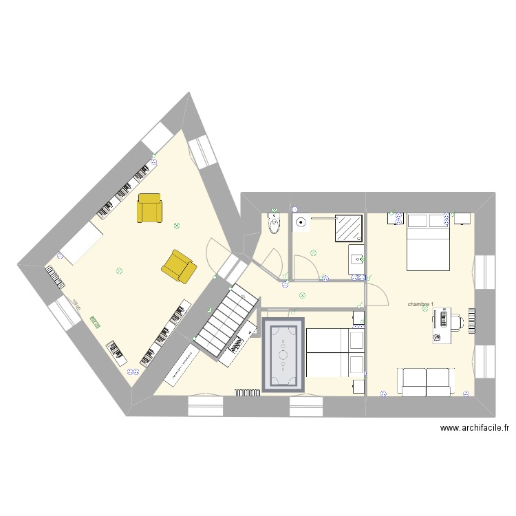 1ER ETAGE. Plan de 6 pièces et 75 m2