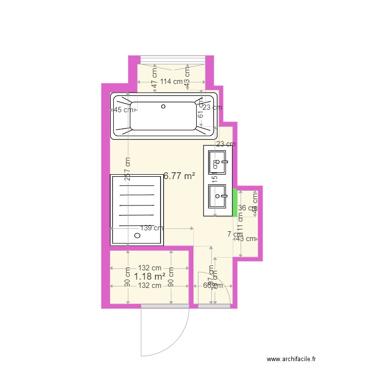 schoener. Plan de 2 pièces et 8 m2