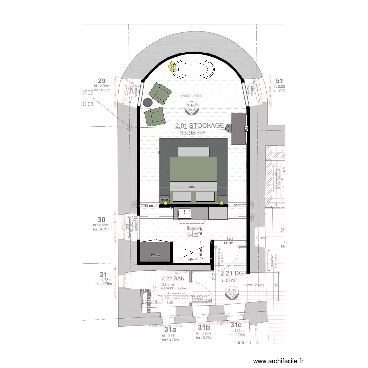 Chambre 9 A. Plan de 