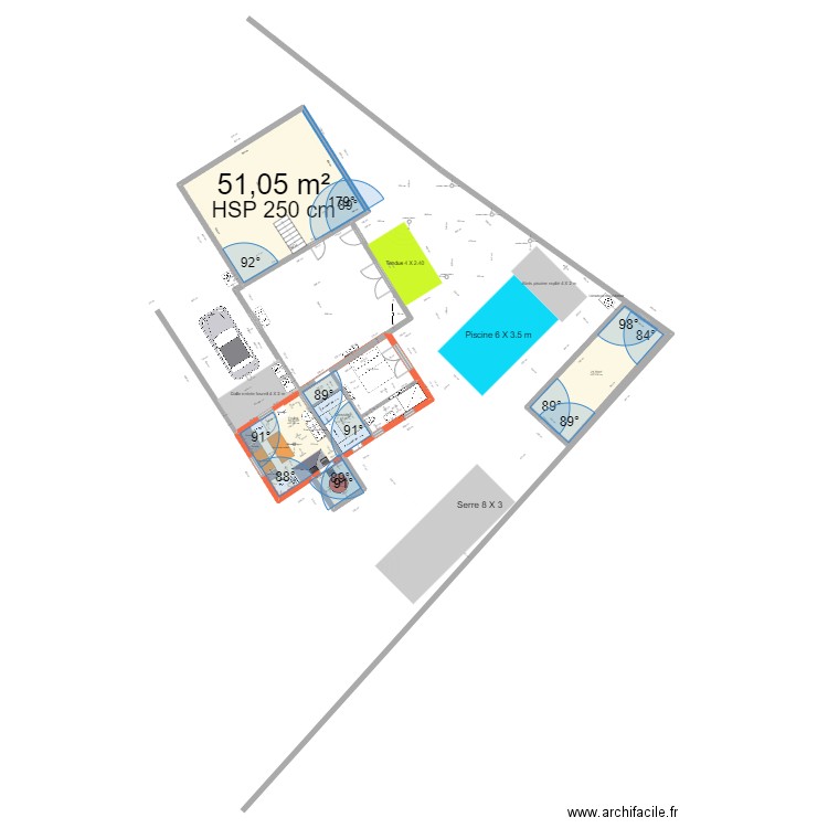 extension projet9 avec plan cadastre. Plan de 5 pièces et 100 m2