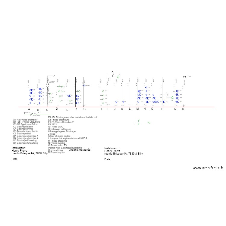 Schémas unifilaire RDC 300mA. Plan de 0 pièce et 0 m2