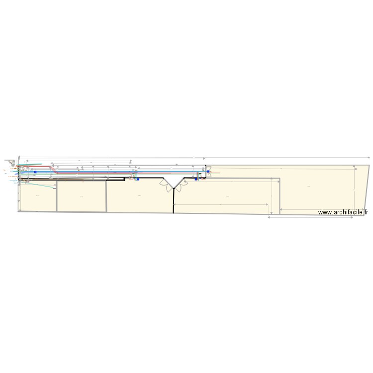 Implantation des réseaux E 1 V v. Plan de 9 pièces et 1311 m2