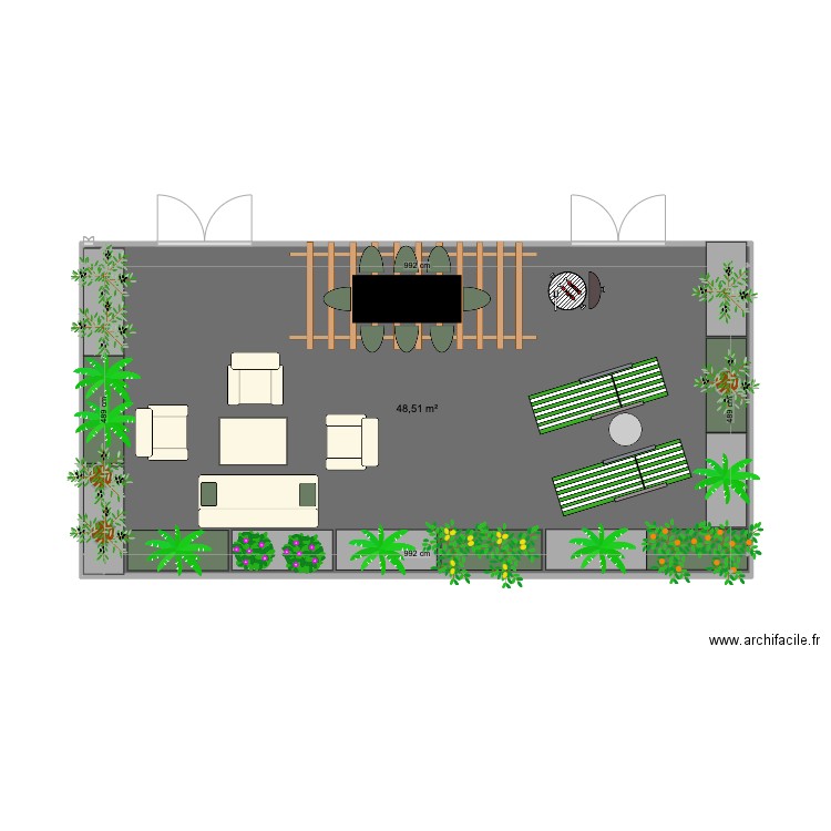 TERRASSE ROM3. Plan de 1 pièce et 49 m2