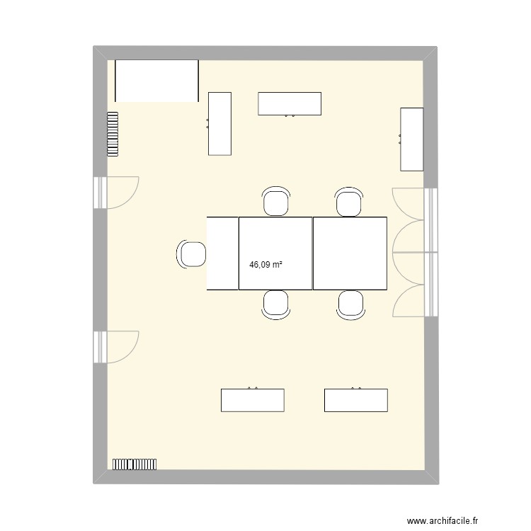 Bureau commerce. Plan de 1 pièce et 46 m2