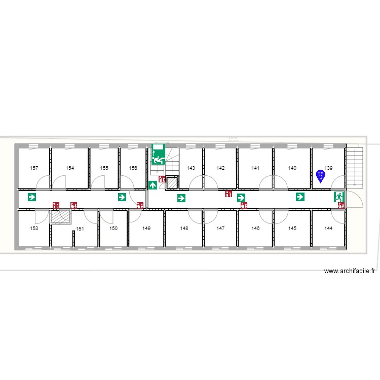 Plan évacuation rocade Chambre 139  . Plan de 0 pièce et 0 m2