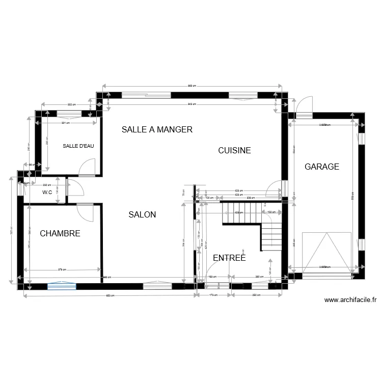 RDC  marche modifi&eacute;e 1avec ouverture. Plan de 