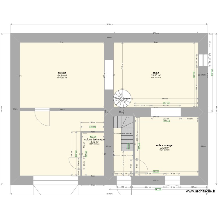 PROJET LACAUNE RDC gabi1. Plan de 4 pièces et 77 m2