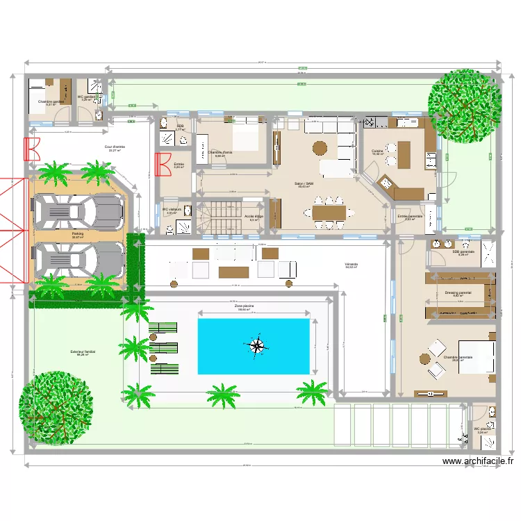 Ngaparou plan rdc meubl&eacute;. Plan de 