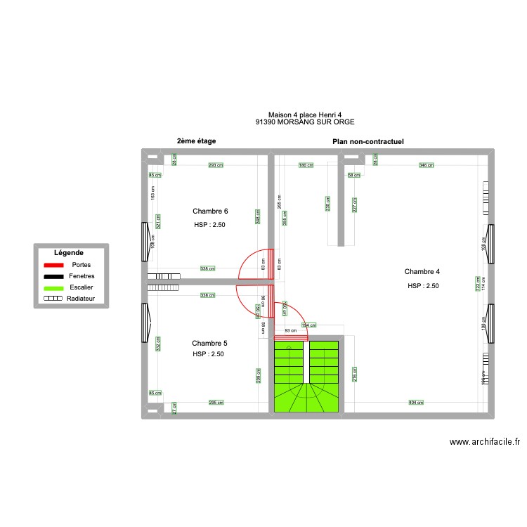 BELLET 2ème étage avec mesure . Plan de 8 pièces et 69 m2